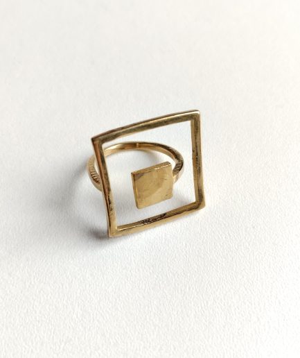 bague geometrique fine carre